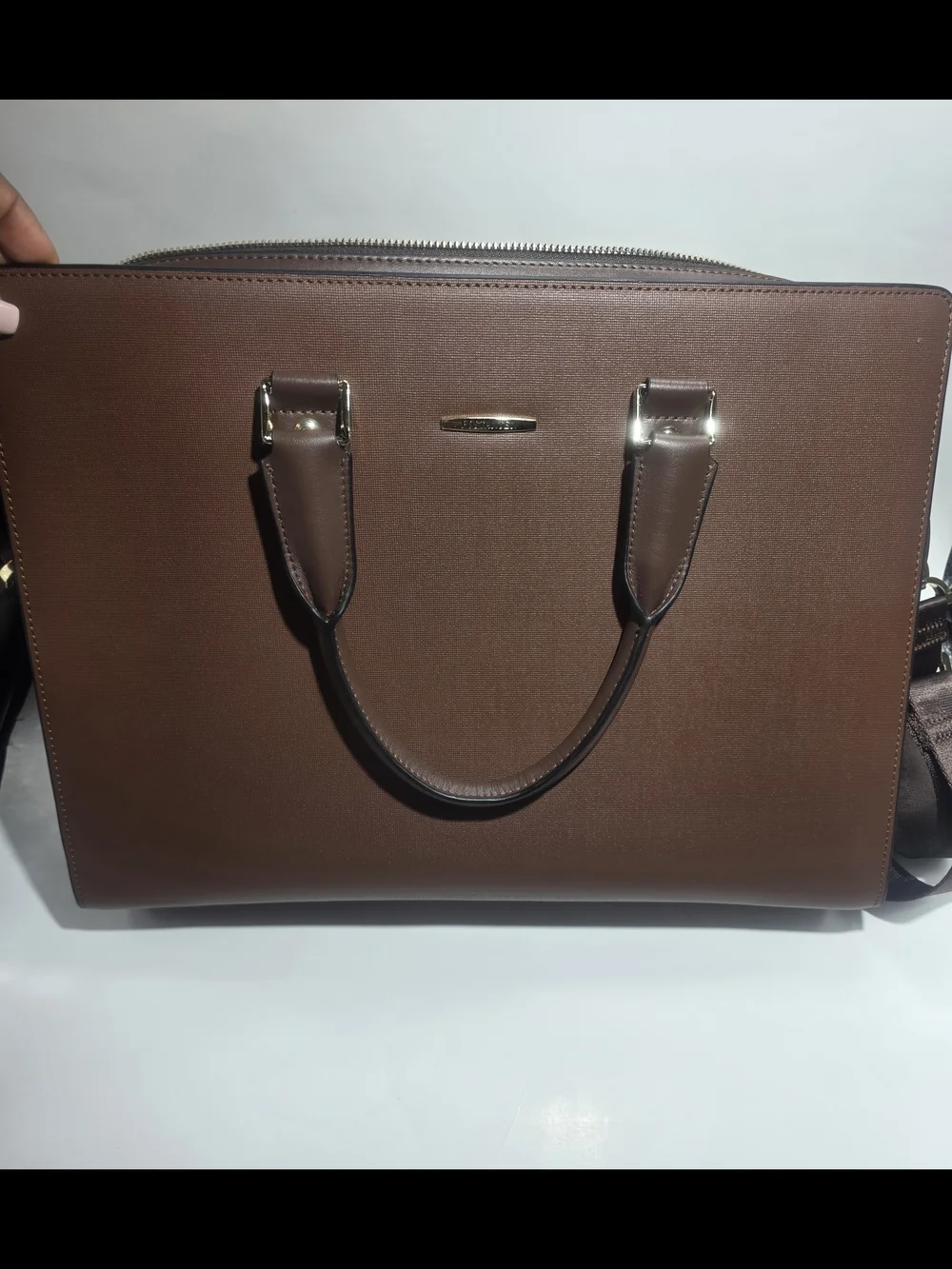 Bostanten Leather Laptop Briefcase Brown Business Bag Mens Womens Shoulder Strap